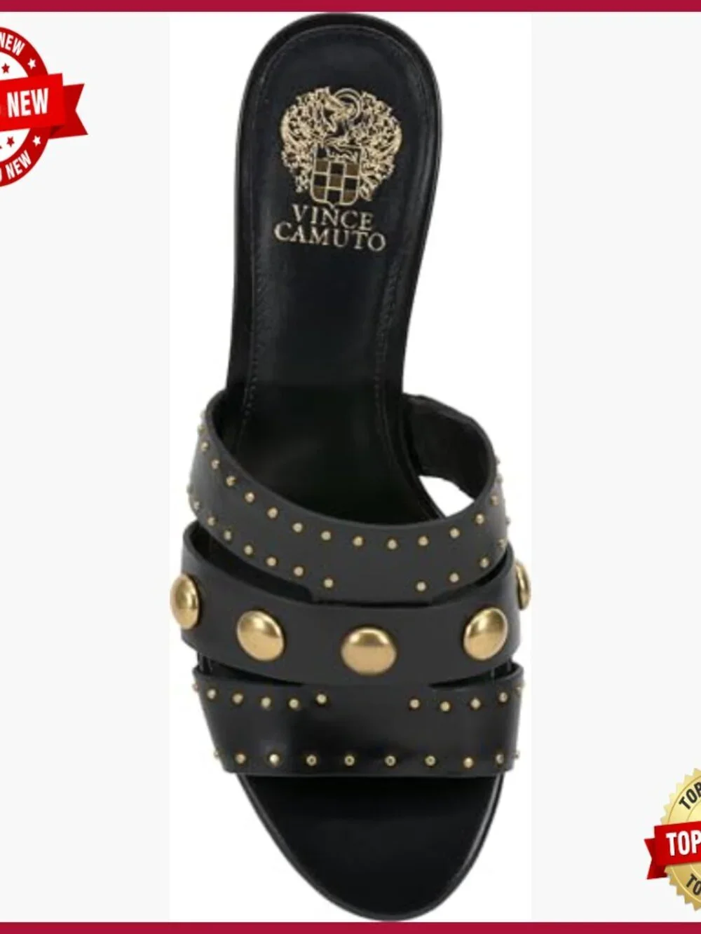 Leather Heeled Sandals with Studded Straps, Kitten Heel Mules